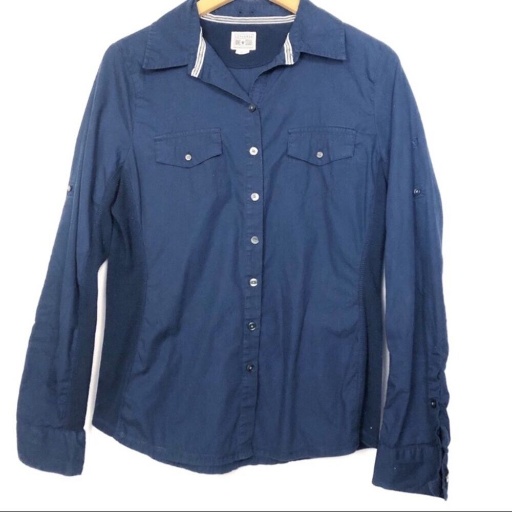 Converse One Star Dark Blue Button Down Shirt Women's Size Small - Picture 2 of 7